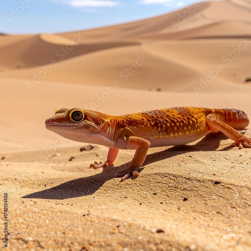 Fototapeta Naklejka Na Ścianę i Meble -  Desert lizard on sand dunes
