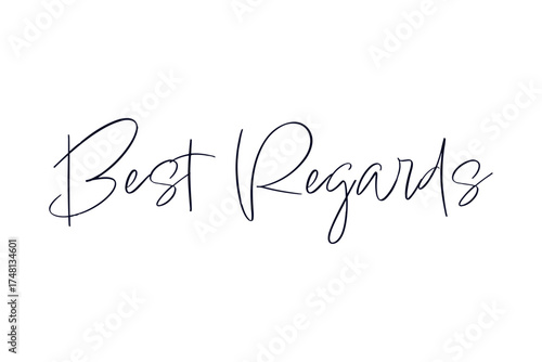 Best Regards - Best Regards words, blue black ink calligraphy, script lettering. Handwritten calligraphic text card vector illustration, isolated on white background
