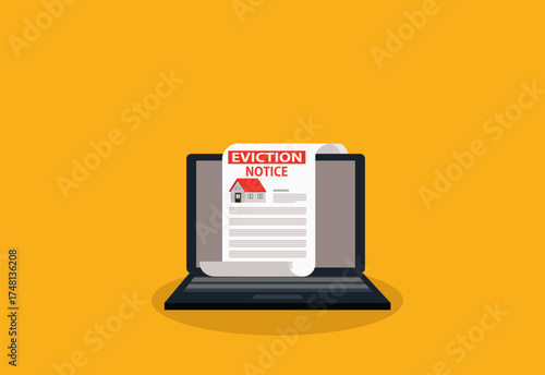Concept tax payment. Data analysis, paperwork, Foreclosure house for sale.Eviction notice
