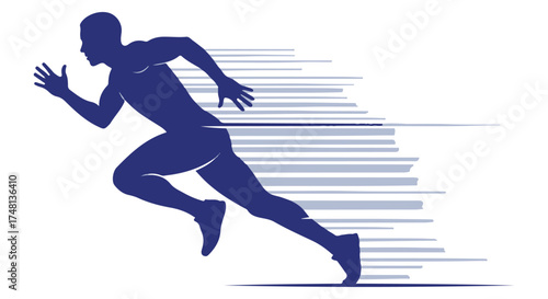 Silhouette of a runner in motion, isolated on transparent background