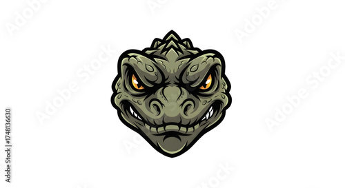 Fearsome dinosaur head with glowing eyes, perfect for gaming logos, fantasy art, or edgy designs, this creature brings power and primal energy to any project