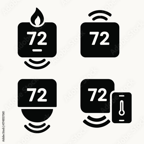 Smart thermostat icons vector illustration
