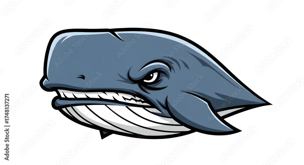 Fototapeta premium Fierce whale mascot with intense gaze, perfect for sports team logos or branding, a captivating emblem of power, strength, and determination in esports