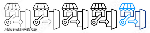 Market Entry Icon Different Style Outline Collection Set
