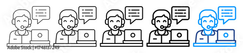 Customer Service Icon Different Style Outline Collection Set
