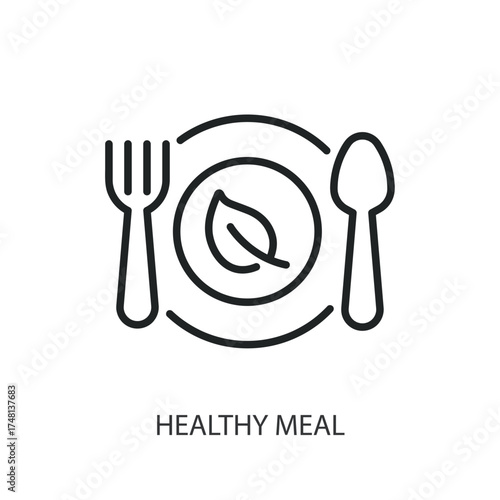 Healthy meal thin line vector icons.