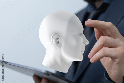 Man interacts with 3D human...