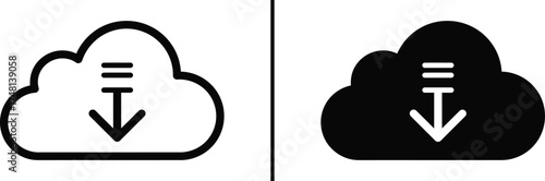 Cloud Download Icon, Data Transfer and Storage Vector