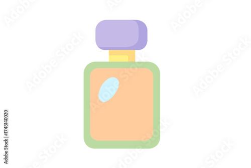 Minimalist colorful perfume bottle representing fragrance and beauty products