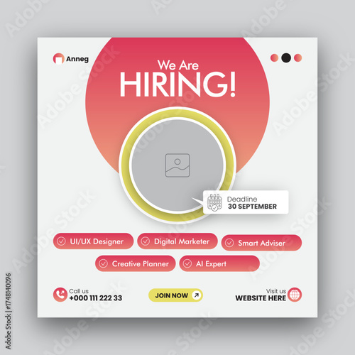 We are hiring job vacancy social media post web banner design template