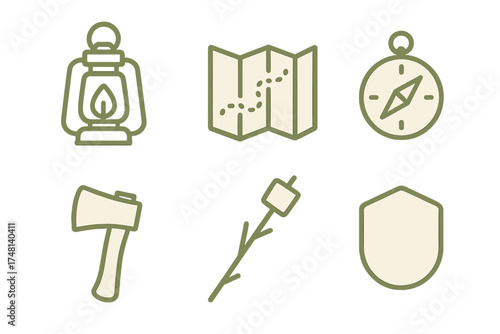 Collection of essential tools for outdoor adventure, camping, and wilderness navigation