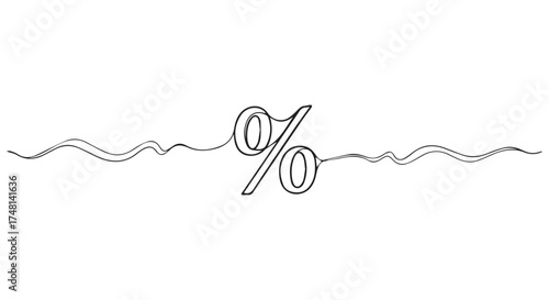 Stylized percentage sign with wavy lines, isolated on transparent background