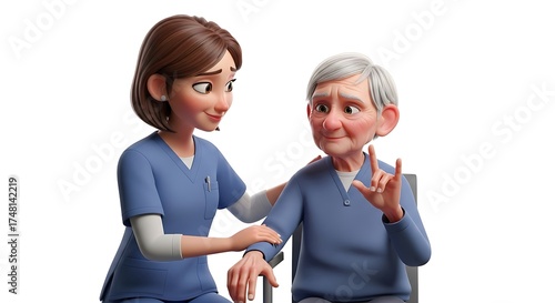 Compassionate Caregiver Helping Senior with Sign Language