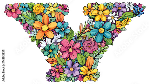 Vibrant Stylized Floral Letter Y for Spring/Summer Designs