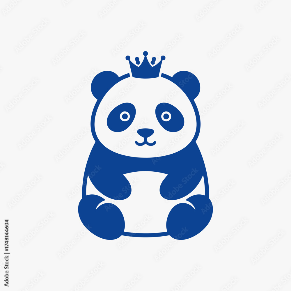 Fototapeta premium The Panda Wild King logo flat design focuses on simplicity, elegance, and ease of recognition. Vector Sign for Mascot, Logos, and Icons.