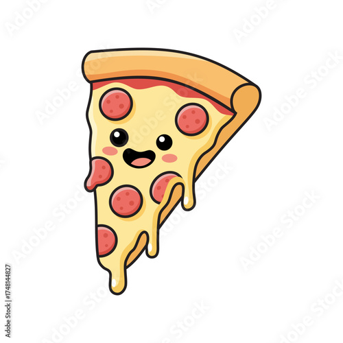 Cute pizza slice cartoon illustration