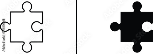 Puzzle Piece Icon, Teamwork and Solution Symbol Vector