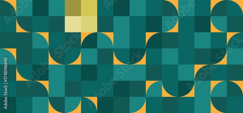 Abstract geometric green cream pattern in the style of the 70s. Vector illustration minimalistic eps 10