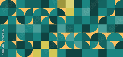 Abstract geometric green cream pattern in the style of the 70s. Vector illustration minimalistic eps 10