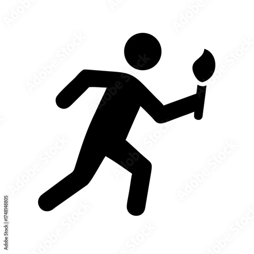 Silhouette of a person running with a torch