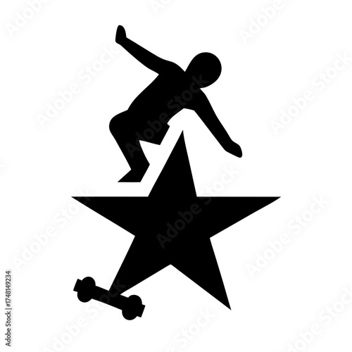 Silhouette of a skateboarder on a star