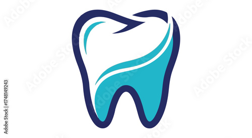 Stylized blue tooth logo isolated on transparent background