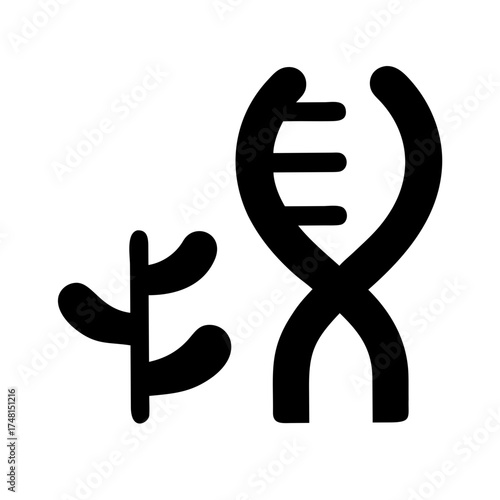 Illustration of a plant and a dna strand