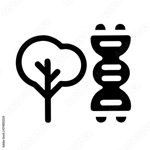 Graphic of a tree and a dna helix