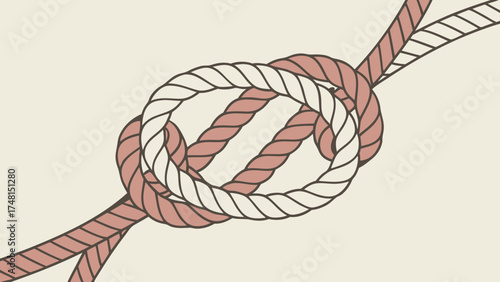 Abstract Rope Knot Design Nautical Theme Intertwined Cord Decorative Pattern Graphic Illustration.