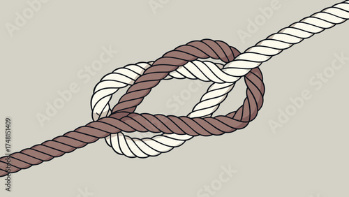 Abstract Twisted Rope Knot Design Nautical Theme Intertwined Cords Brown and White Strings Graphic Element for Backgrounds Textures and Prints.