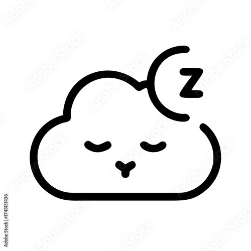 Cute sleeping cloud with moon and z icon