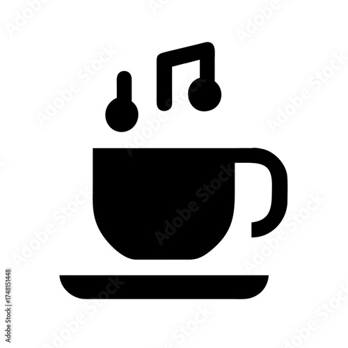 Cup of coffee with musical notes, relaxing time