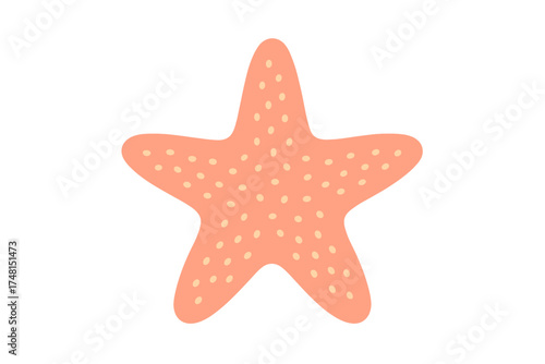 Stylized pink starfish marine animal isolated on a clean white background