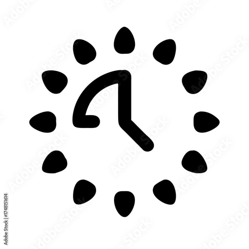 Clock with teardrop shaped markers, time management