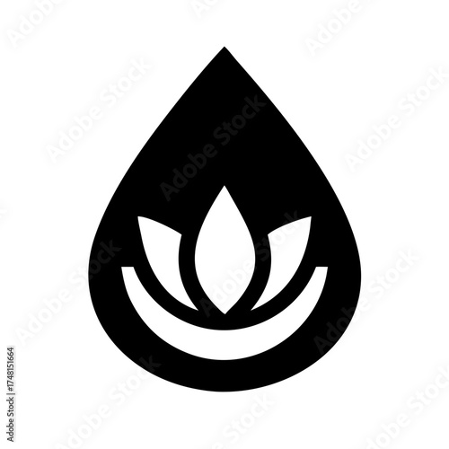 Water drop with lotus flower inside, representing purity