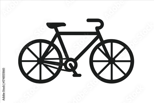 Simple black silhouette of a classic road bicycle or commuter bike icon on a white background