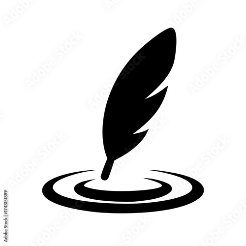 Feather quill pen resting on an inkwell