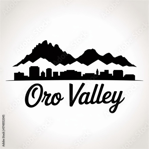 Oro Valley Arizona Skyline Silhouette — Desert Mountain Landscape Vector Illustration