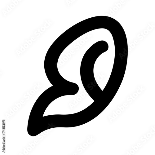 Stylized ear illustration in black outline