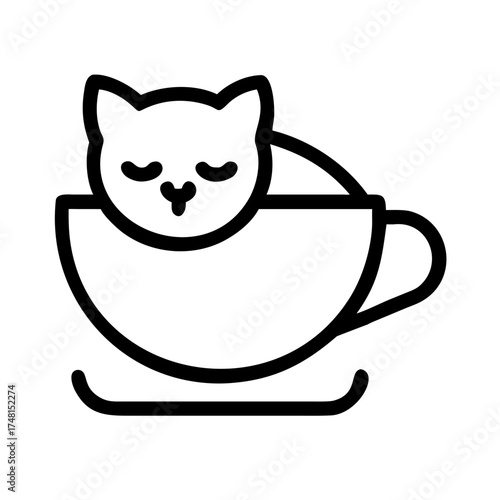Cute kitten sleeping in a cup on saucer art