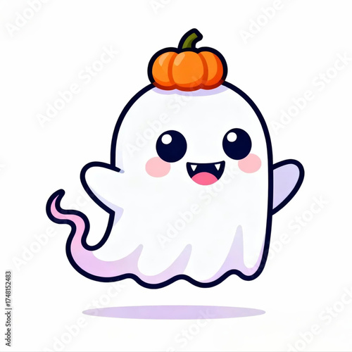 Funny Cute Halloween Characters Smiling Ghost  Vector Set