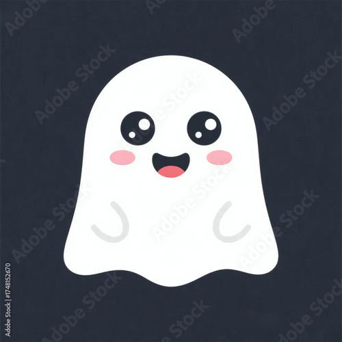Cute Halloween Characters Smiling Ghost  Vector 