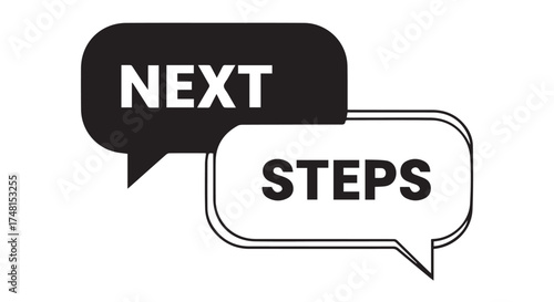 Two speech bubbles with next and steps isolated on transparent background
