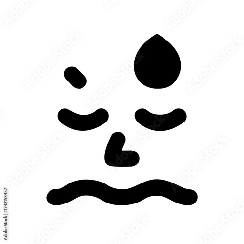 Abstract face with a tear drop