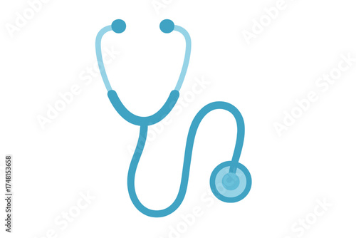 Simple blue stethoscope icon symbolizing healthcare, diagnosis, and medical examination