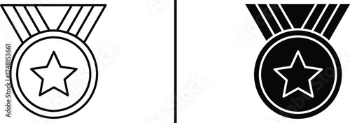 Medal Icon with Star, Achievement Award Vector