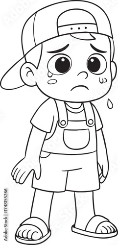 Cartoon vector illustration of a smiling boy in a hat or cap, a cute little character drawing for children's art and fun clipart.
