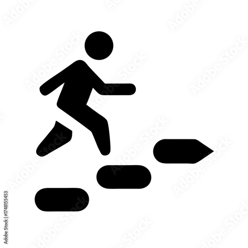 Silhouette of a person stepping up