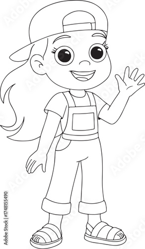 The vector cartoon illustration depicts a smiling man holding a mobile phone and a cute little boy character.