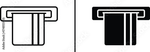 ATM Card Insert Icon, Payment Transaction Vector